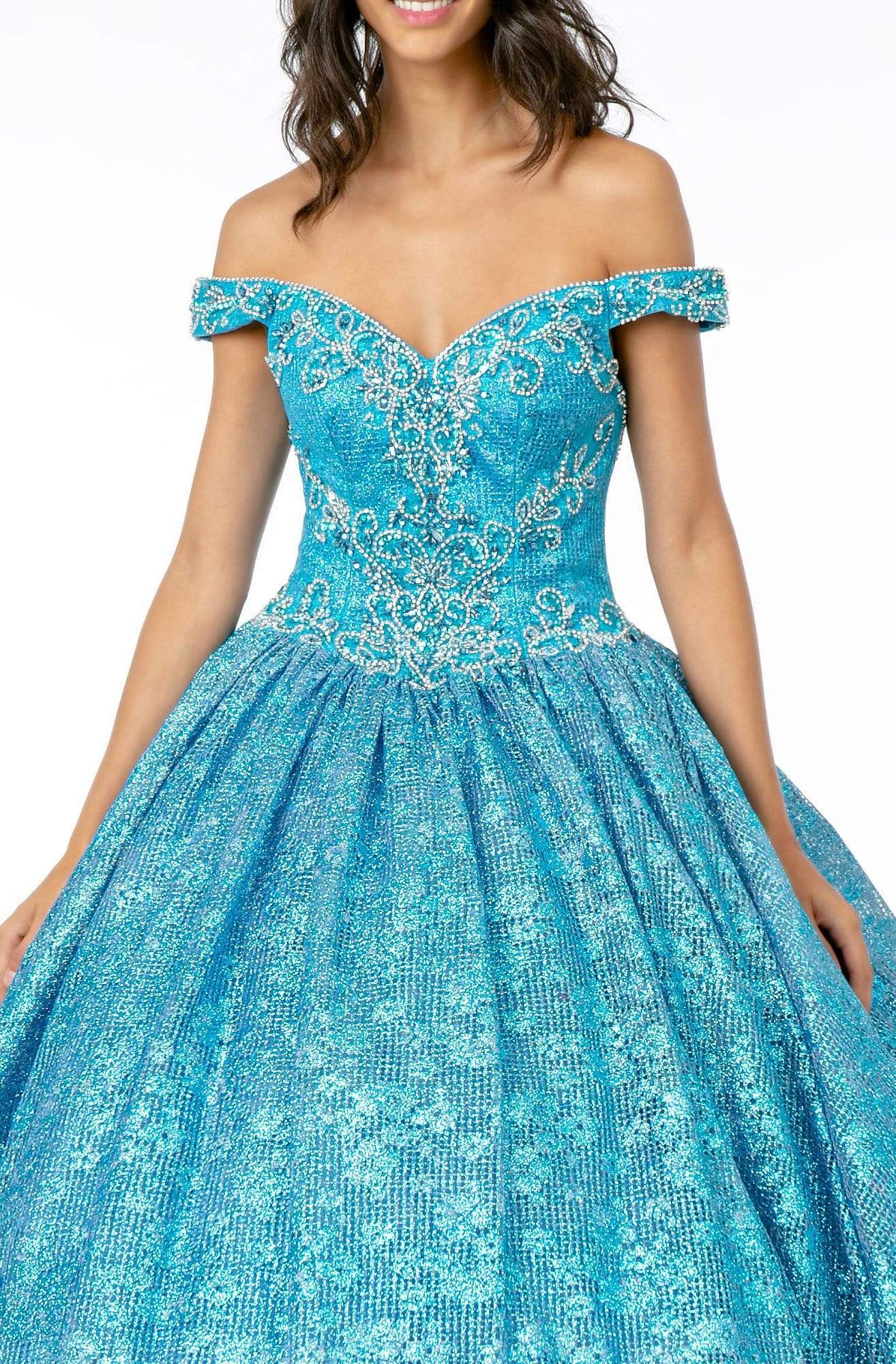 Jeweled Off the Shoulder Ball Gown by Elizabeth KGL1821 - XL / Royal Blue Jeweled Off the Shoulder Ball Gown by Elizabeth KGL1821 - XL / Royal Blue