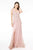 Elizabeth K - GL1844 Illusion Deep V-Neck Glitter Mesh High Slit Gown Evening Dresses XS / Rose Gold
