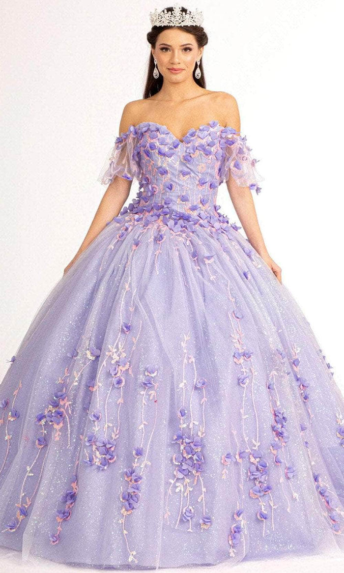 Elizabeth K GL1975 - Floral Glitter Ballgown Special Occasion Dress XS / Lilac