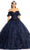 Elizabeth K GL1975 - Floral Glitter Ballgown Special Occasion Dress XS / Navy