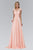 Elizabeth K - GL2136 Laced Bateau Neck A-Line Chiffon Dress Special Occasion Dress XS / Peach