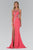 Elizabeth K - GL2146 Beaded Bateau Neck Trumpet Gown Special Occasion Dress XS / Coral