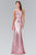 Elizabeth K - GL2292 Sequined Illusion Panel Sheath Gown Special Occasion Dress XS / D/Rose