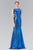 Elizabeth K - GL2292 Sequined Illusion Panel Sheath Gown Special Occasion Dress XS / Royal Blue