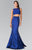 Elizabeth K - GL2354 Embellished Bateau Neck Lace Mermaid Dress Special Occasion Dress XS / Navy