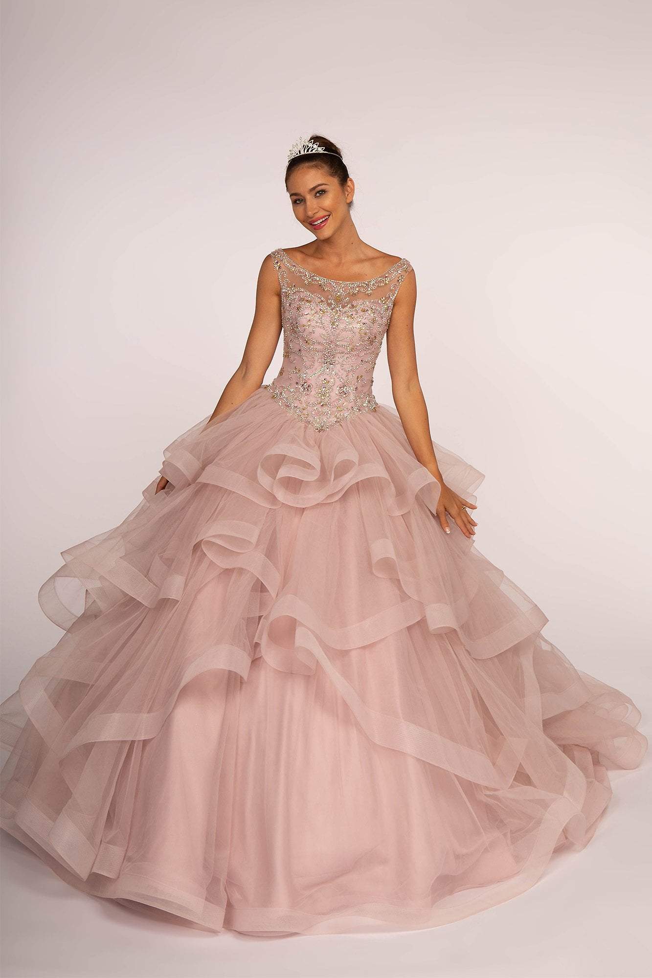 Elizabeth K - GL2517 Bead Embellished Ruffled Quinceanera 3XL / Champagne - Shop Elizabeth K dresses on Couture Candy at CoutureCandy.com Elizabeth K - GL2517 Bead Embellished Ruffled Quinceanera 3XL / Champagne - Shop Elizabeth K dresses on Couture Candy at CoutureCandy.com
