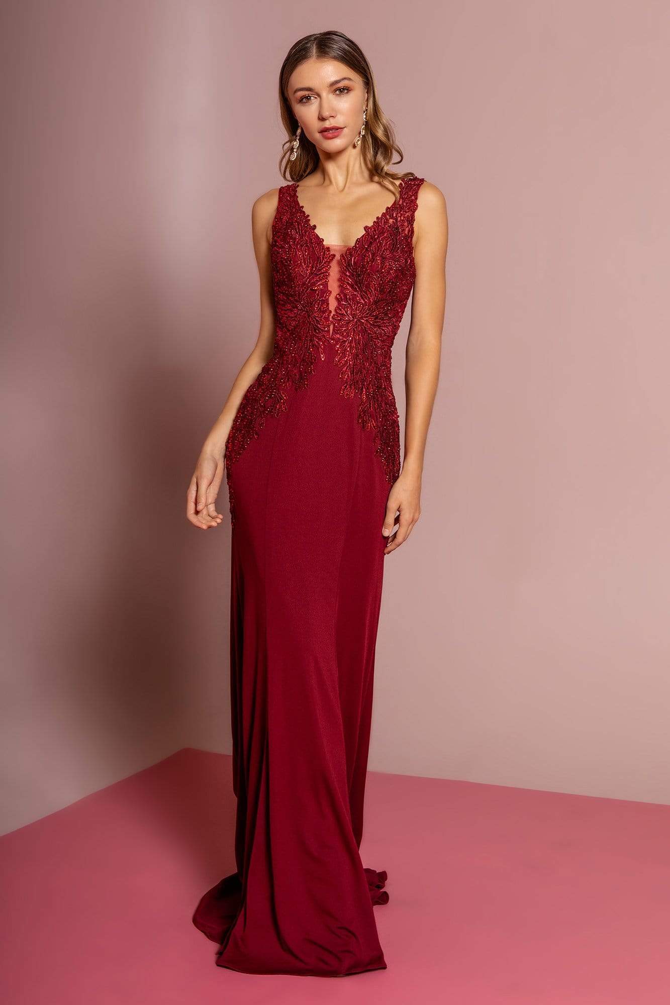 deep v neck jersey dress Halston Luciana Tie-Front Deep V-Neck Jersey Gown