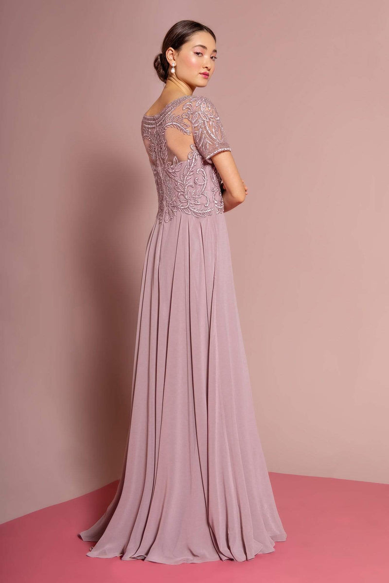 Embroidery Sequin Boat Neckline Women Formal Dress by Elizabeth K - GL3629 - Special Occasion/Curves