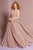 Elizabeth K - GL2687 Deep V-neck Pleated A-line Dress Evening Dresses XS / Rose Gold
