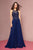 Elizabeth K - GL2690 Illusion Embroidery Appliqued A-Line Dress Evening Dresses XS / Navy