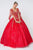 Elizabeth K - GL2800 Sheer Cape Sleeve Appliqued Glitter Ballgown Quinceanera Dresses XS / Red