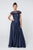 Elizabeth K - GL2828 Embellished Lace Bateau Chiffon A-line Gown Mother of the Bride Dresses XS / Navy