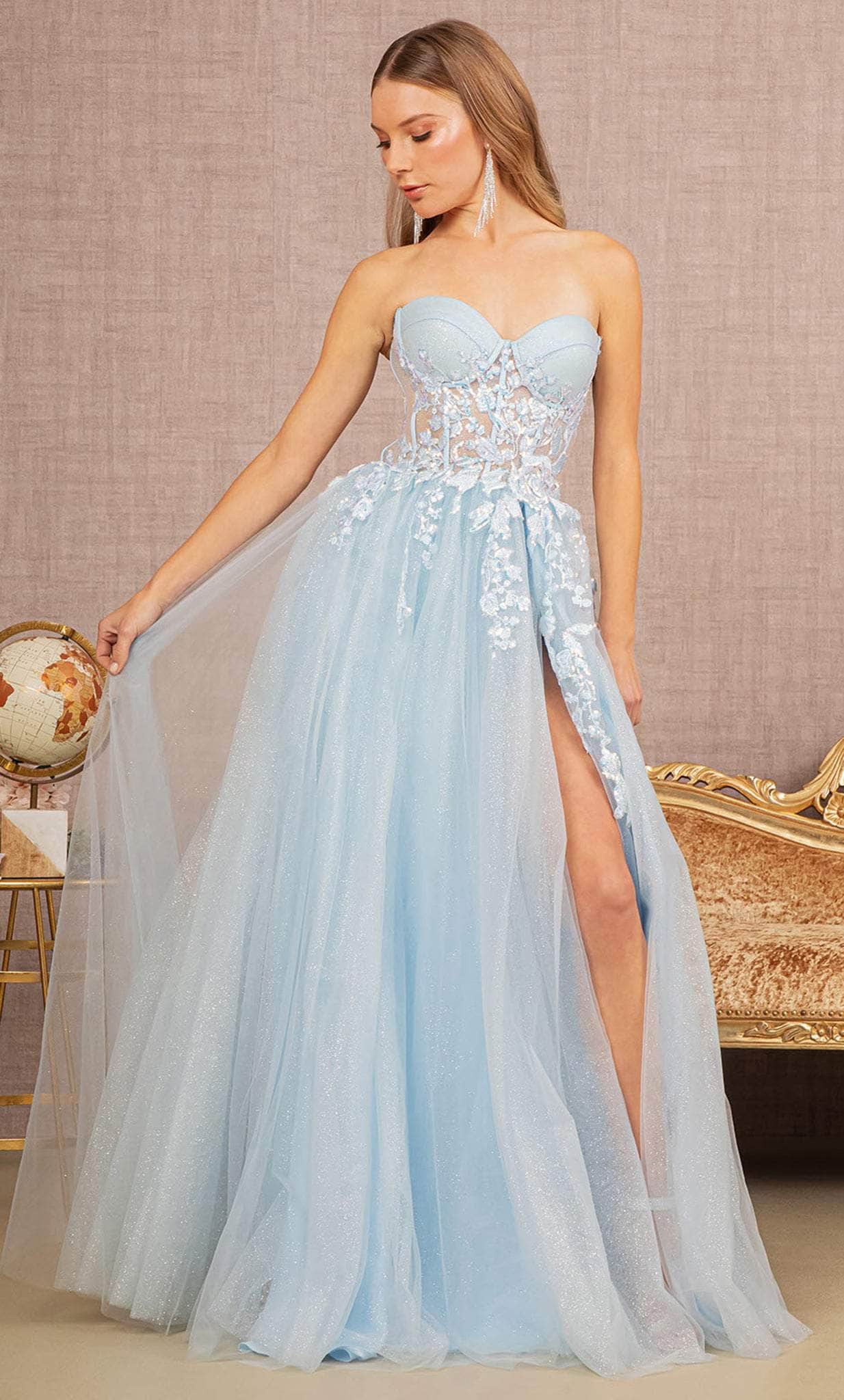 Elizabeth K GL3153 - Strapless Embroidered Prom Dress Elizabeth K GL3153 - Strapless Embroidered Prom Dress