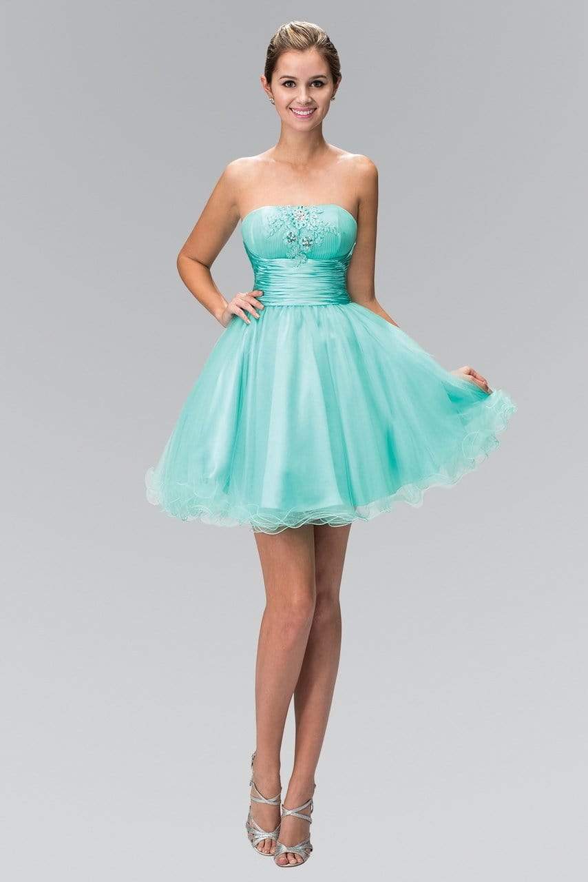 Short Ruffled Pleated Waist Dress by Elizabeth KGS1350 - Mint Green / M Short Ruffled Pleated Waist Dress by Elizabeth KGS1350 - Mint Green / M