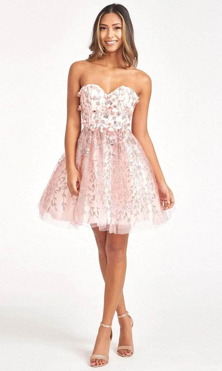Elizabeth K - GS1995 - 3D Floral Applique Sweetheart Cocktail Dress  - Short