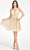 Elizabeth K GS1998 - Deep V-Neck Short Dress Special Occasion Dress XS / Champagne