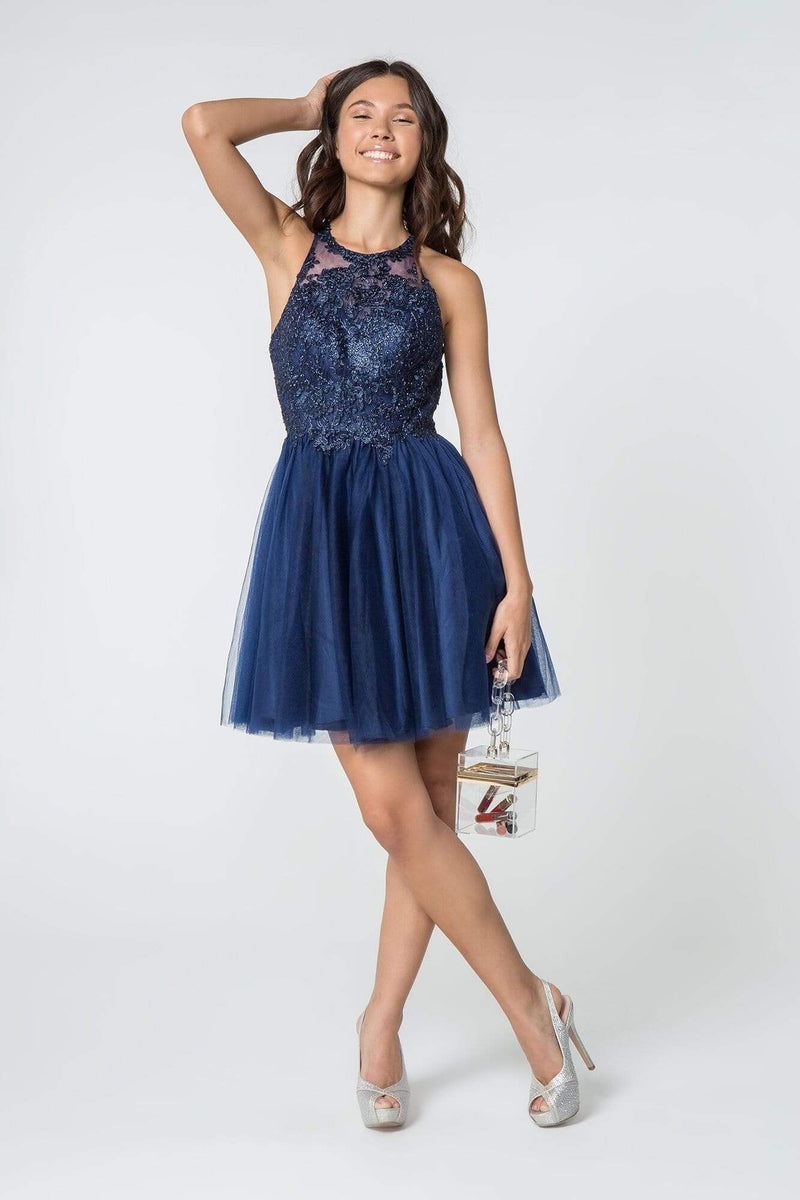 Embroidered Illusion Jewel A-line Evening Dress main image 0