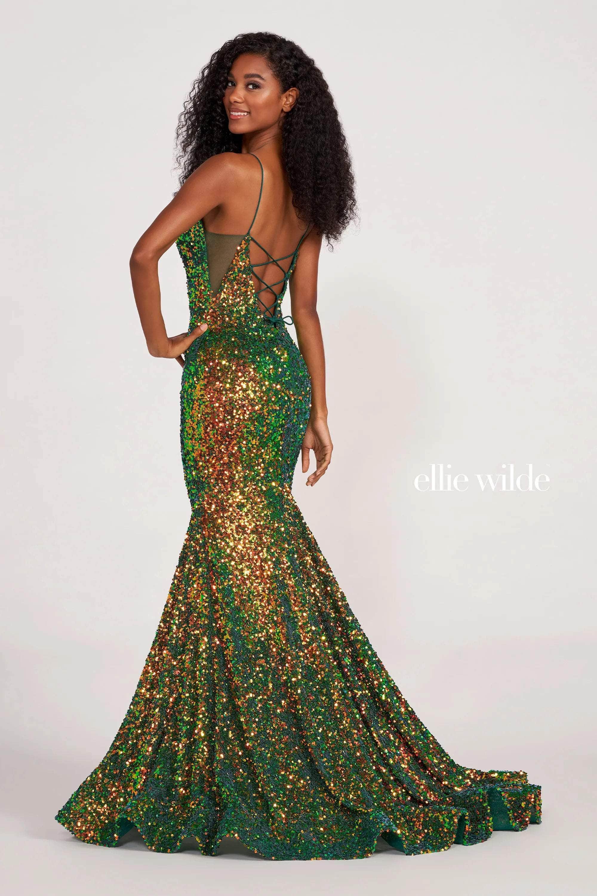 Ellie Wilde EW34016 - V-Neck Sequin Mermaid Prom Gown Couture Candy Ellie Wilde EW34016 - V-Neck Sequin Mermaid Prom Gown Couture Candy