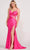 Ellie Wilde EW34018 - Satin Beaded Bow-Tie Long Gown Evening Dresses 00 / Hot Pink