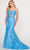 Ellie Wilde EW34023 - Scoop Sequined Floral Trumpet Gown Evening Dresses 00 / Ocean Blue