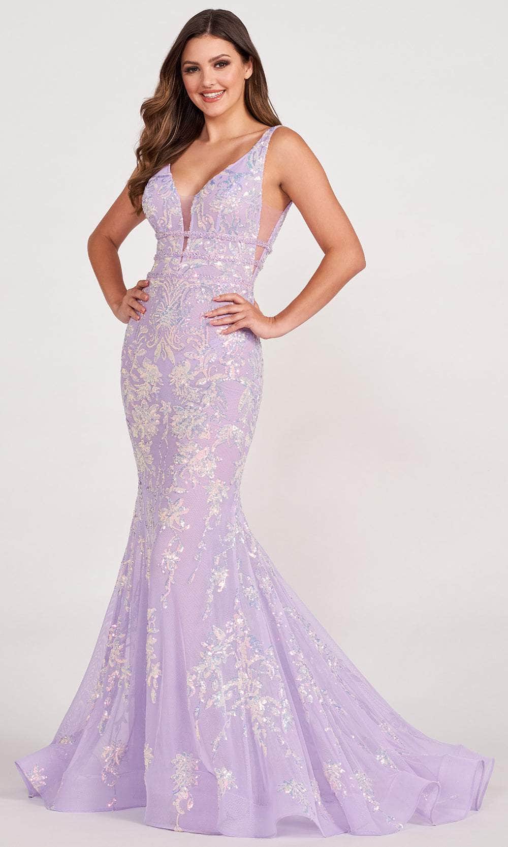 Ellie Wilde EW34041 - Sequin Motif Mermaid Prom Dress 6 / Emerald Ellie Wilde EW34041 - Sequin Motif Mermaid Prom Dress 6 / Emerald