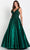 Ellie Wilde EW34050 - Applique Satin A-Line Prom Dress Prom Dresses 00 / Emerald