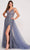 Ellie Wilde EW34058 - Glittered Sheath Dress with Detachable Overskirt Prom Dresses 00 / Slate
