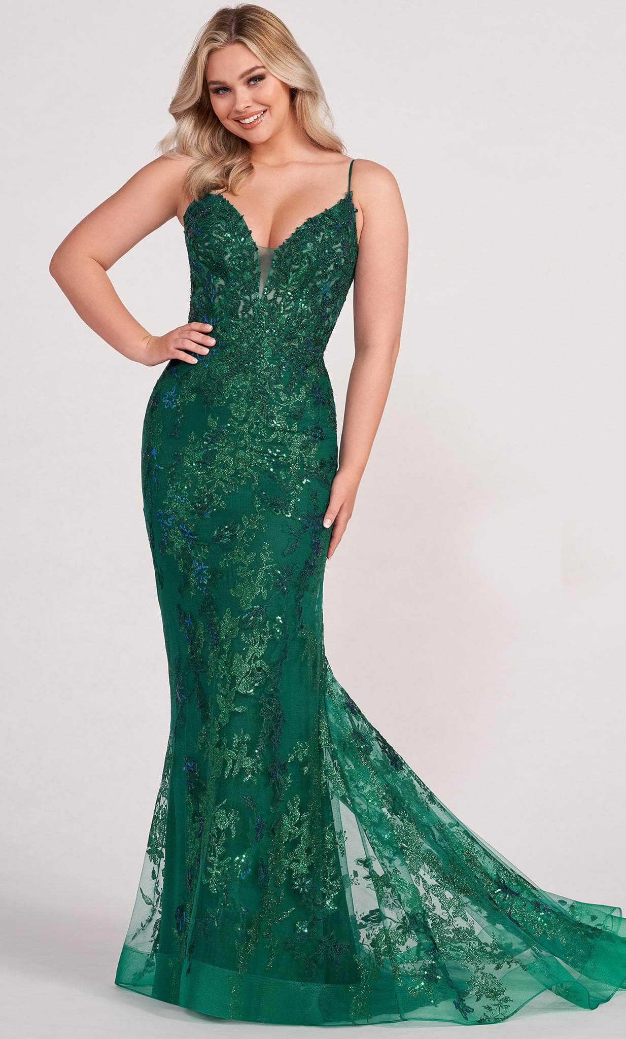 Ellie Wilde EW34061 - Embroidered V neck Trumpet Prom Dress Couture Candy Ellie Wilde EW34061 - Embroidered V neck Trumpet Prom Dress Couture Candy