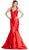 Embellished V-neck Mermaid Evening Dress Evening Dresses XXS / Red