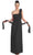 Eureka Fashion - 1701 One Shoulder Rosette Strap Empire Waist Gown Special Occasion Dress XS / Black