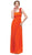 Eureka Fashion - 1701 One Shoulder Rosette Strap Empire Waist Gown Special Occasion Dress XS / Orange