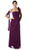 Eureka Fashion - 1701 One Shoulder Rosette Strap Empire Waist Gown Special Occasion Dress XS / Plum