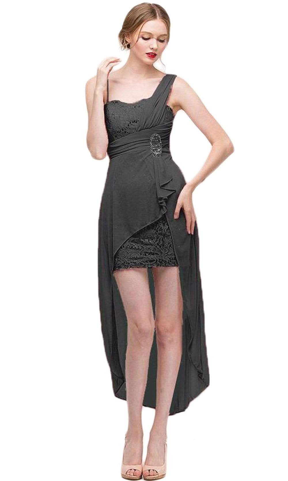 Eureka Fashion 1921 Lace Mini Dress with High Low Chiffon