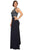 Eureka Fashion - 4073 Sleeveless Beaded Halter Jersey Sheath Dress Special Occasion Dress XS / Navy