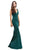 Eureka Fashion - 6010 Illusion Plunging  V Neck Mermaid Evening Gown Evening Dresses XS / Hunter Green