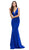 Eureka Fashion - 6010 Illusion Plunging  V Neck Mermaid Evening Gown Evening Dresses XS / Royal