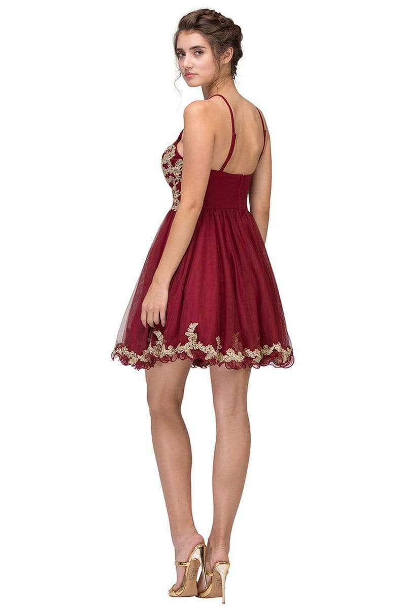 Eureka Fashion - 6026 Gold Appliqued Halter Cocktail Dress Couture Candy Eureka Fashion - 6026 Gold Appliqued Halter Cocktail Dress Couture Candy