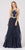 Eureka Fashion - 6036 Appliqued Halter Asymmetrical Cascade Gown Special Occasion Dress XS / Navy