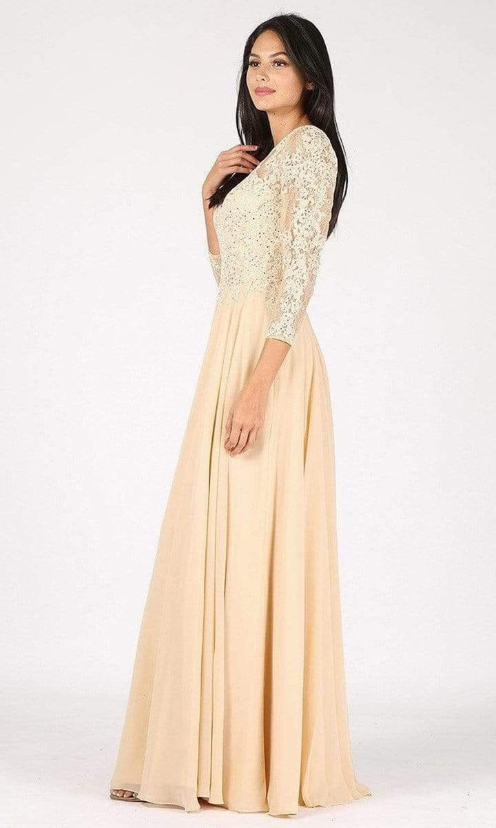 Eureka Fashion - 4433 Two Piece Lace and Printed A-line Dress