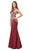 Eureka Fashion - 7033 Embroidered Appliqued Mermaid Gown Special Occasion Dress XS / Burgundy/Gold