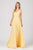 Eureka Fashion - 7611 Long Ruche-Textured Bodice A-Line Gown Bridesmaid Dresses XS / Yellow