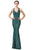 Eureka Fashion - 8010 Shimmer Jersey Halter V-neck Mermaid Dress Special Occasion Dress XS / Hunter Green