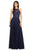 Eureka Fashion - 8111 Illusion Halter Embroidered Bodice A-Line Dress Bridesmaid Dresses XS / Navy