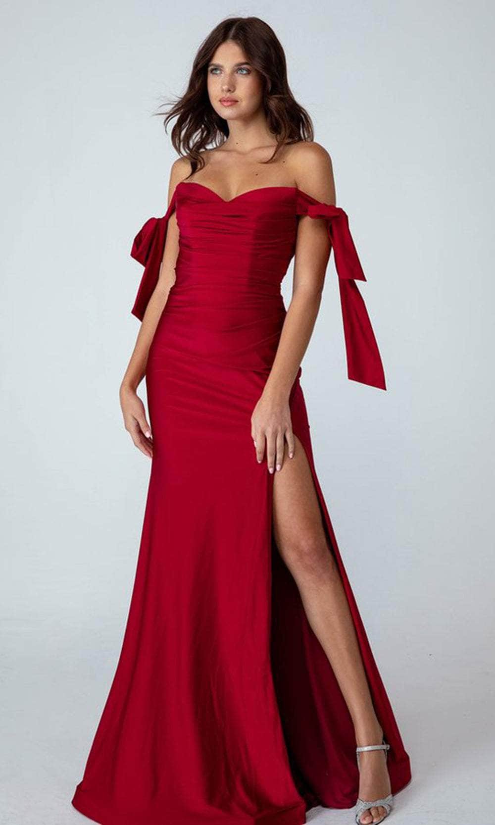 Eureka Fashion 9181 - Off-Shoulder Ruched Bodice Evening Dress Couture Candy Eureka Fashion 9181 - Off-Shoulder Ruched Bodice Evening Dress Couture Candy