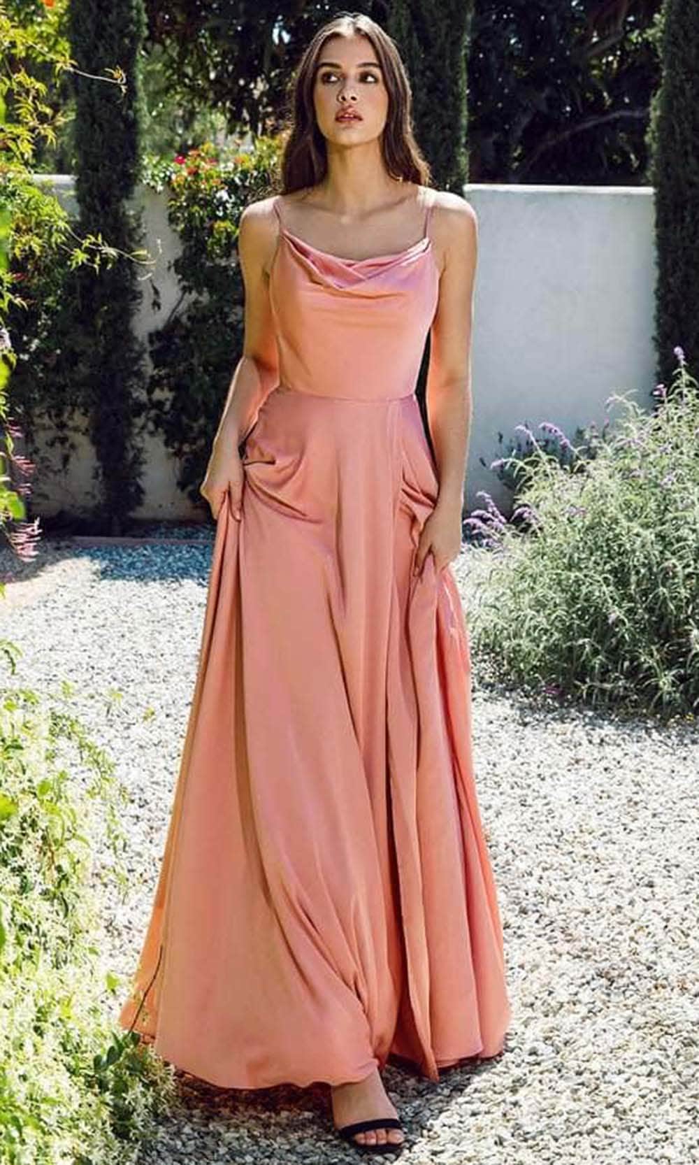 A Line Long Formal Slit Prom Dress Eureka Fashion 9916 - Sand / S A Line Long Formal Slit Prom Dress Eureka Fashion 9916 - Sand / S