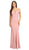 Eureka Fashion - Off-Shoulder Notched Foldover Sheath Evening Gown Special Occasion Dress XS / D/Pink