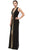 Eureka Fashion - Plunging Gold Beading Fitted Evening Dress Special Occasion Dress XS / Black/Gold Beading