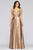 Faviana - 10407 Sleeveless Lace Bodice Flowy Satin Gown Prom Dresses 00 / Mocha/Gold