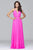 Faviana - 7747 Illusion Plunging Neck Strappy Open Back Chiffon Dress Prom Dresses 00 / Cherry Pink