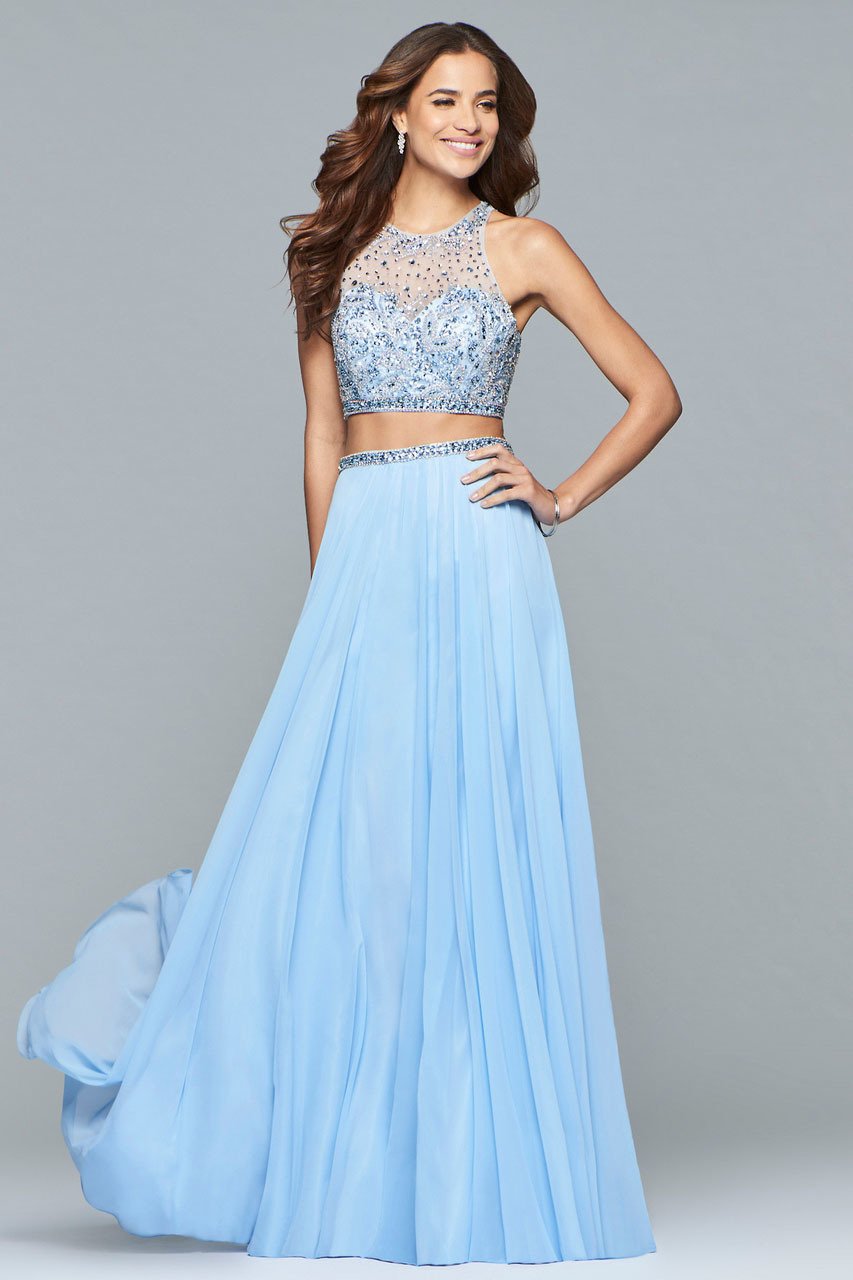 Faviana Beaded Two-Piece Chiffon A-line Gown s10061 pcs